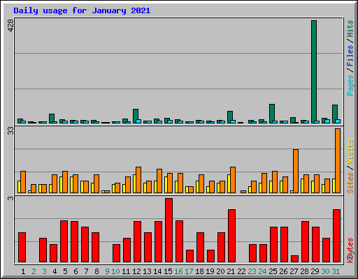 Daily usage for January 2021