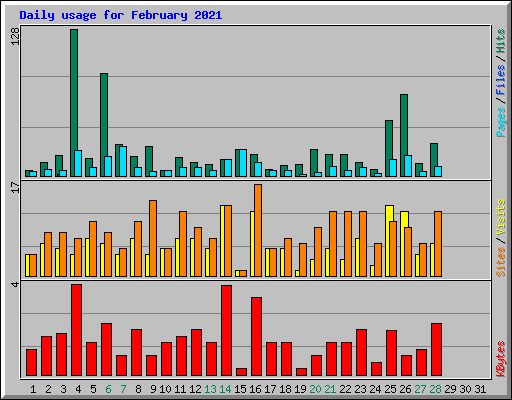 Daily usage for February 2021