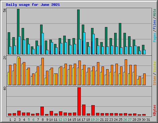 Daily usage for June 2021