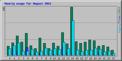 Hourly usage for August 2021